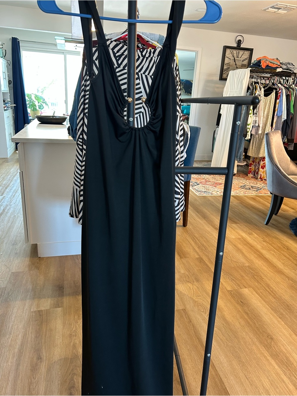 Amazon Black Sleeveless Maxi Dress with Open Back Detail